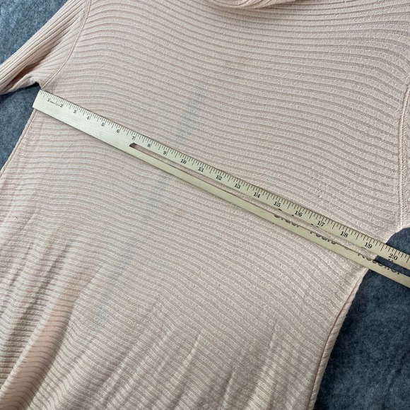 Free People Top XS Light Pink Ribbed Cowl Neck Split Back Long Sleeve Pullover - Picture 8 of 13